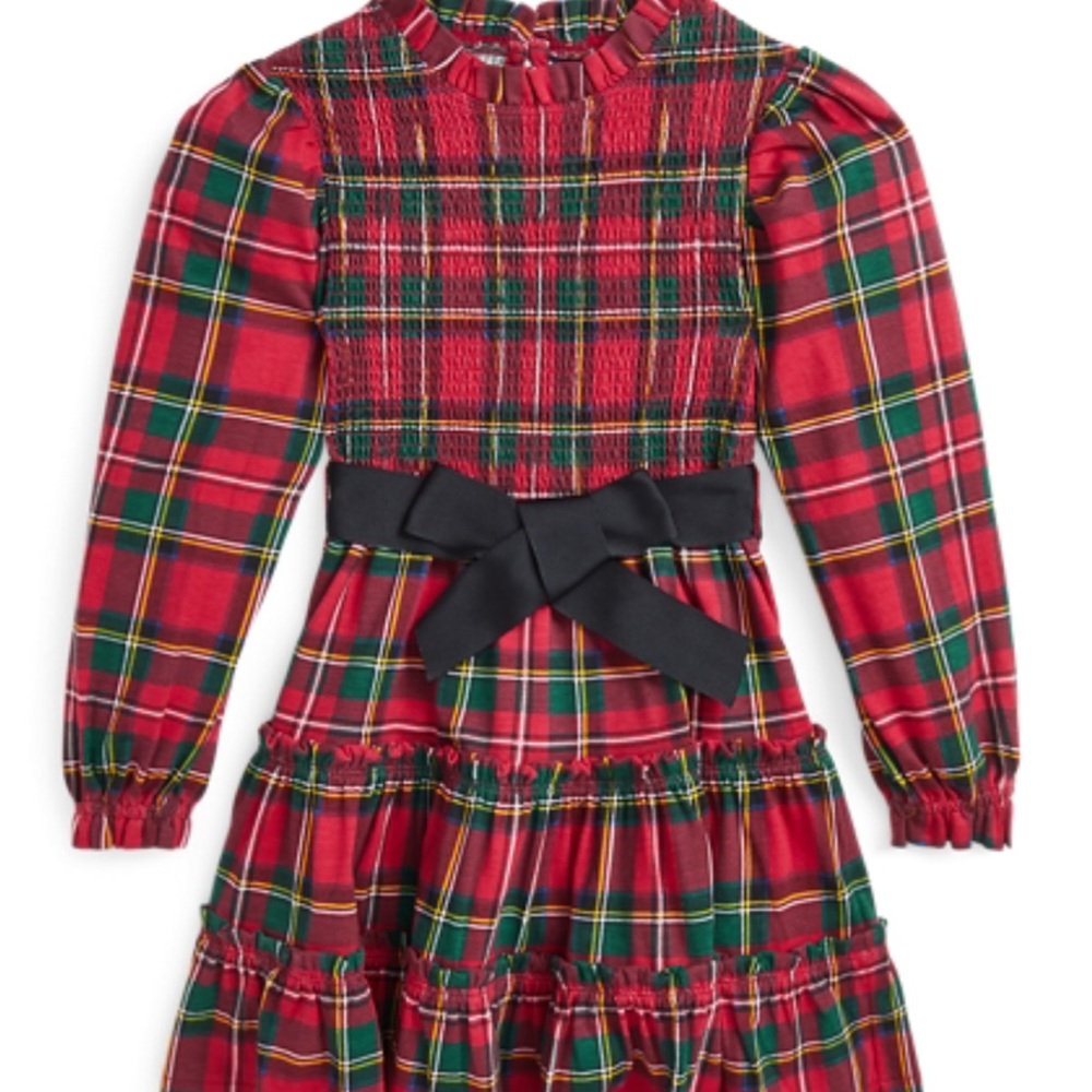 Ralph Lauren Plaid Long Sleeve Dress with Bow